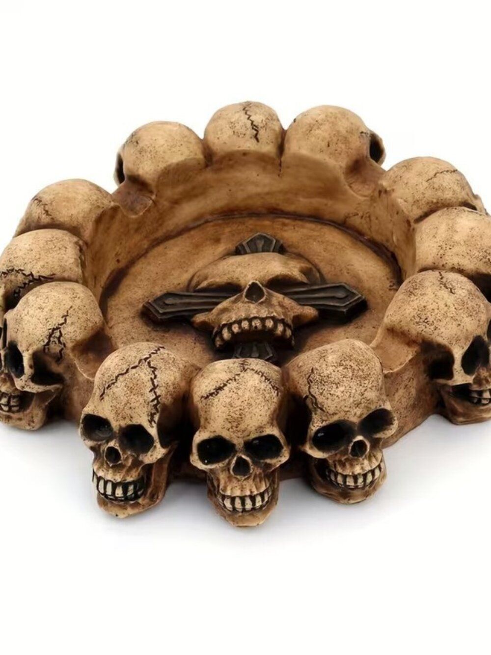 Vintage Style Round And Cross-Shaped Halloween and Gothic Ashtray